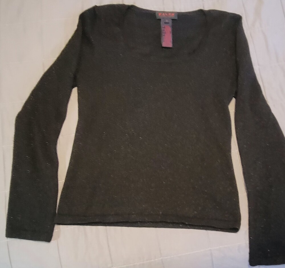 Ralph Lauren Sweater Womens Small Metallic Stretch Knit Long Sleeve Pullover